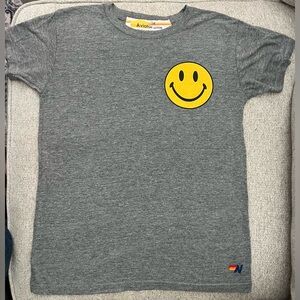 Aviator Nation Kids Gray Tee with Yellow Smiley